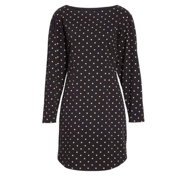 Rebecca Taylor Mini Dress Small Black Long Sleeve Shift Cotton Polka Dot 90s - Picture 7 of 8